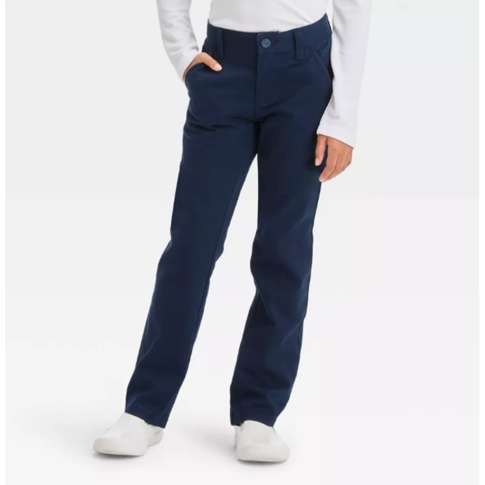 Girls' Straight Fit Uniform Pants Blue Size 18 - Picture 1 of 3